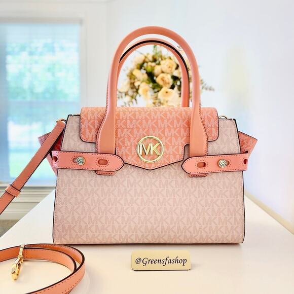 Michael Kors Purse Carmen Medium Flap Satchel shoulder bag sherbert new - Picture 3 of 10